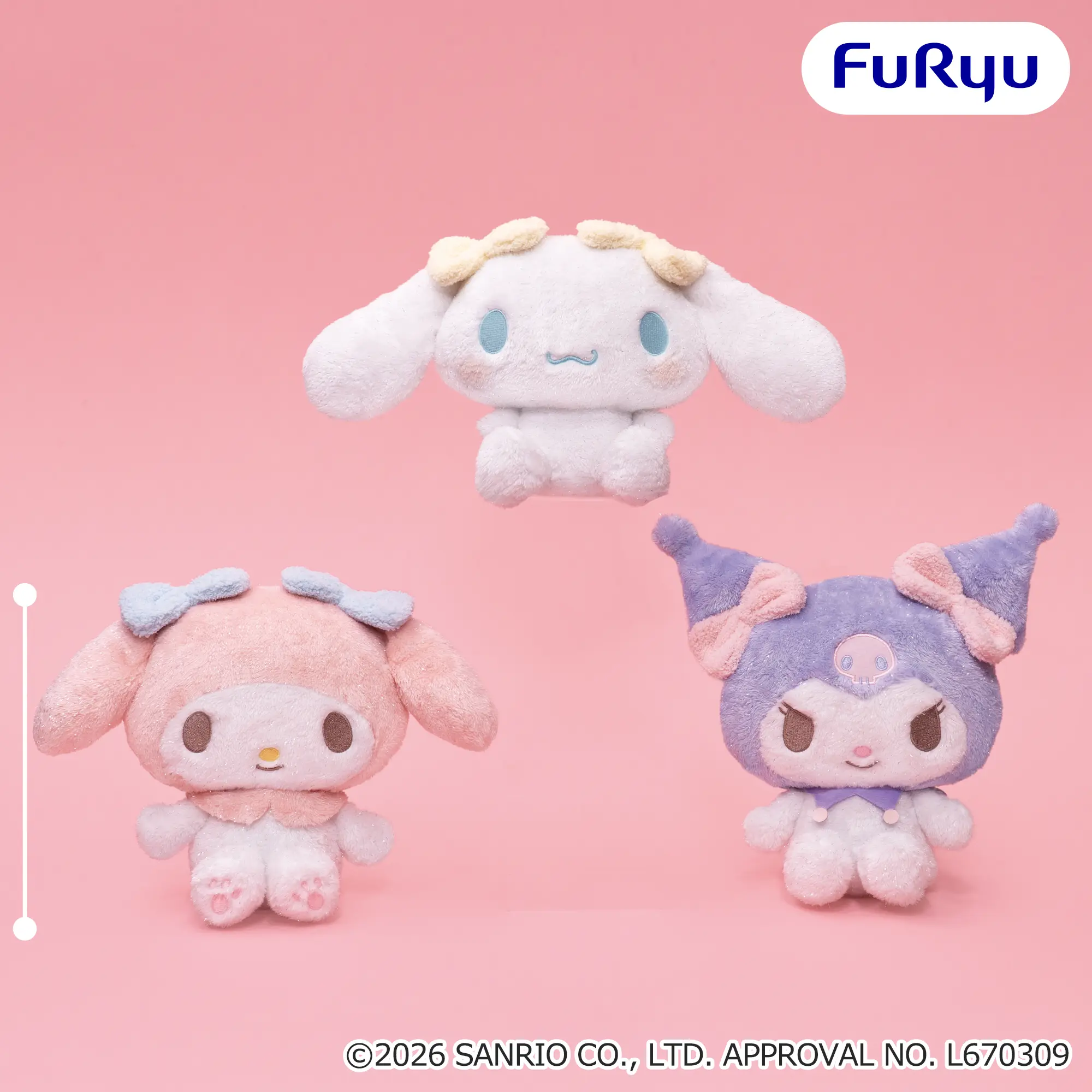 サンリオキャラクターズ おめかしキラキラBIGぬいぐるみ~マイメロディ・クロミ・シナモロール~