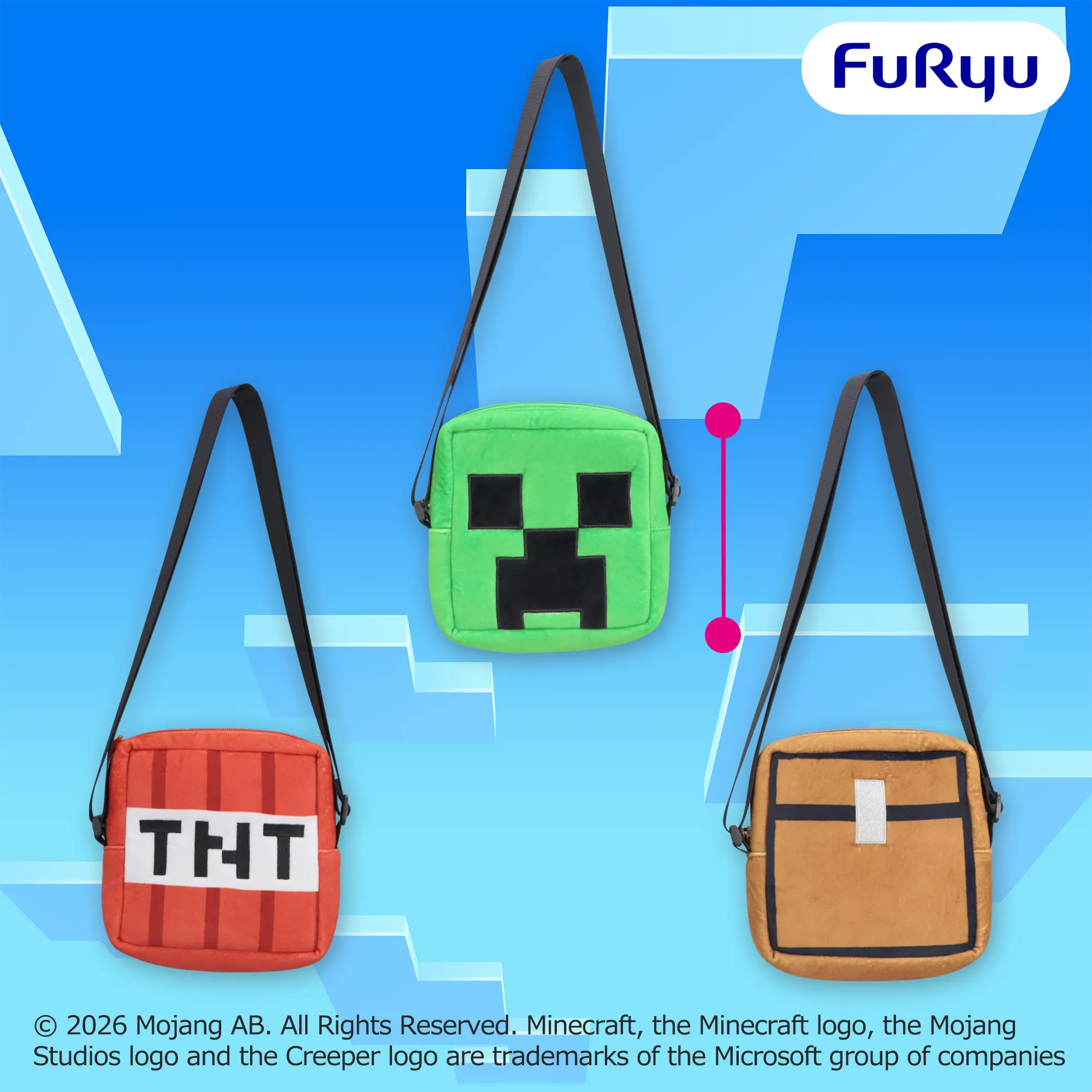 マインクラフト スクエアショルダーバッグ：クリーパー：TNT：チェスト