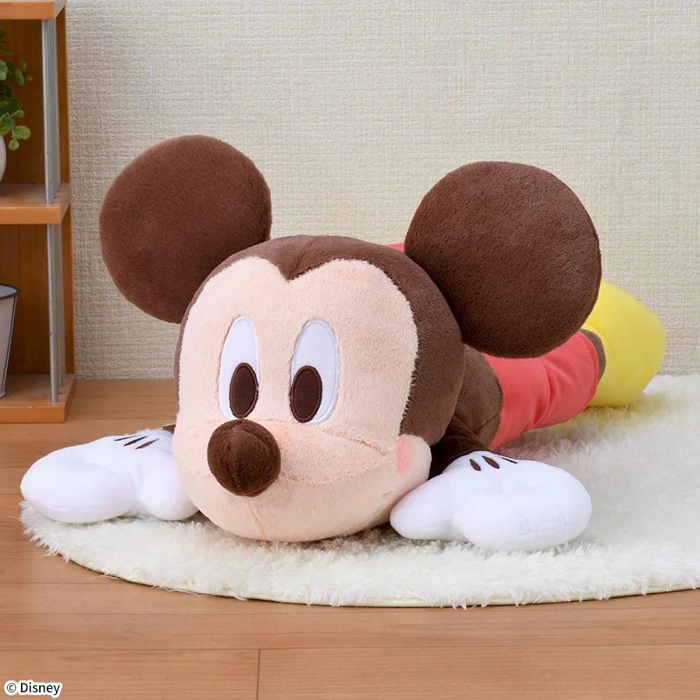ミッキーマウス赤いほっぺ寝そべりLLぬいぐるみ