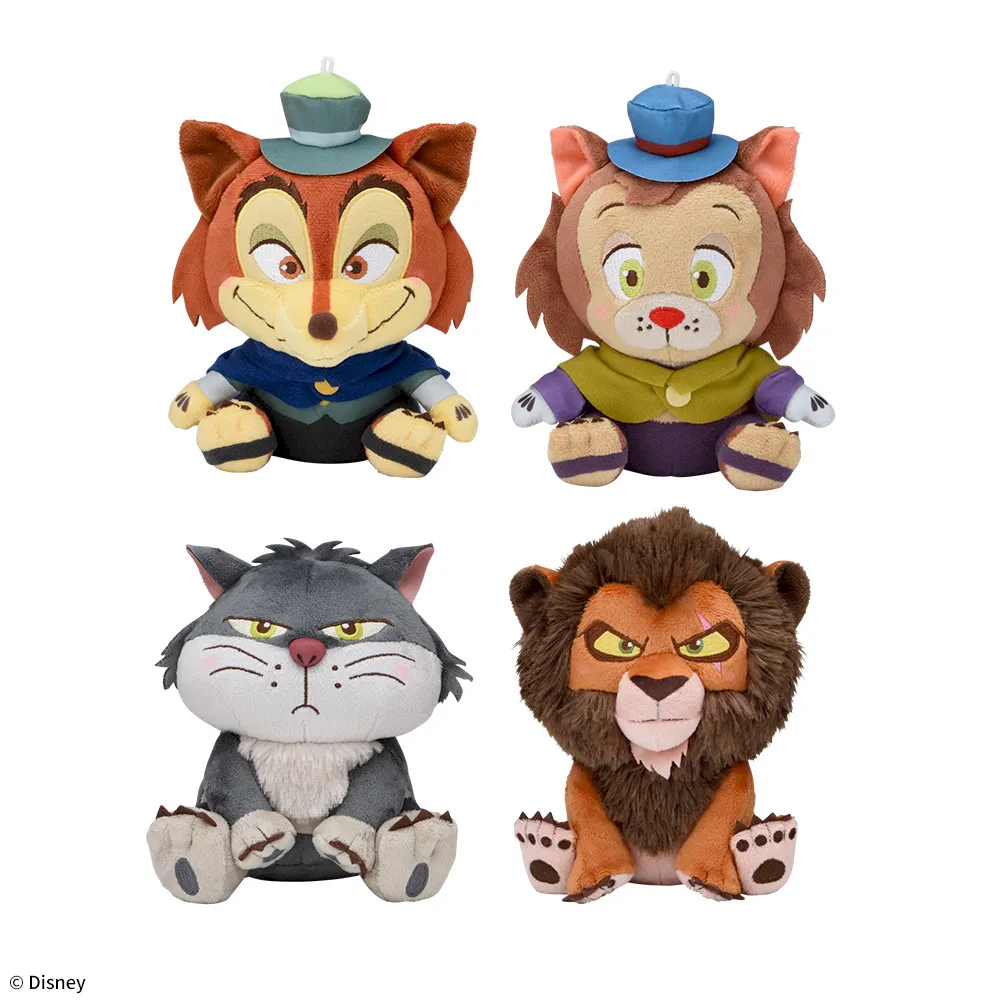 ディズニーキャラクター赤いほっぺぬいぐるみルシファー&正直ジョン&ギデオン&スカー