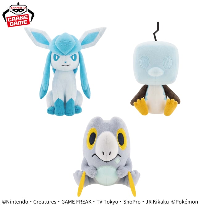 ポケットモンスター ぬいぐるみ～グレイシア・コオリッポ（アイスフェイス）・セビエ～