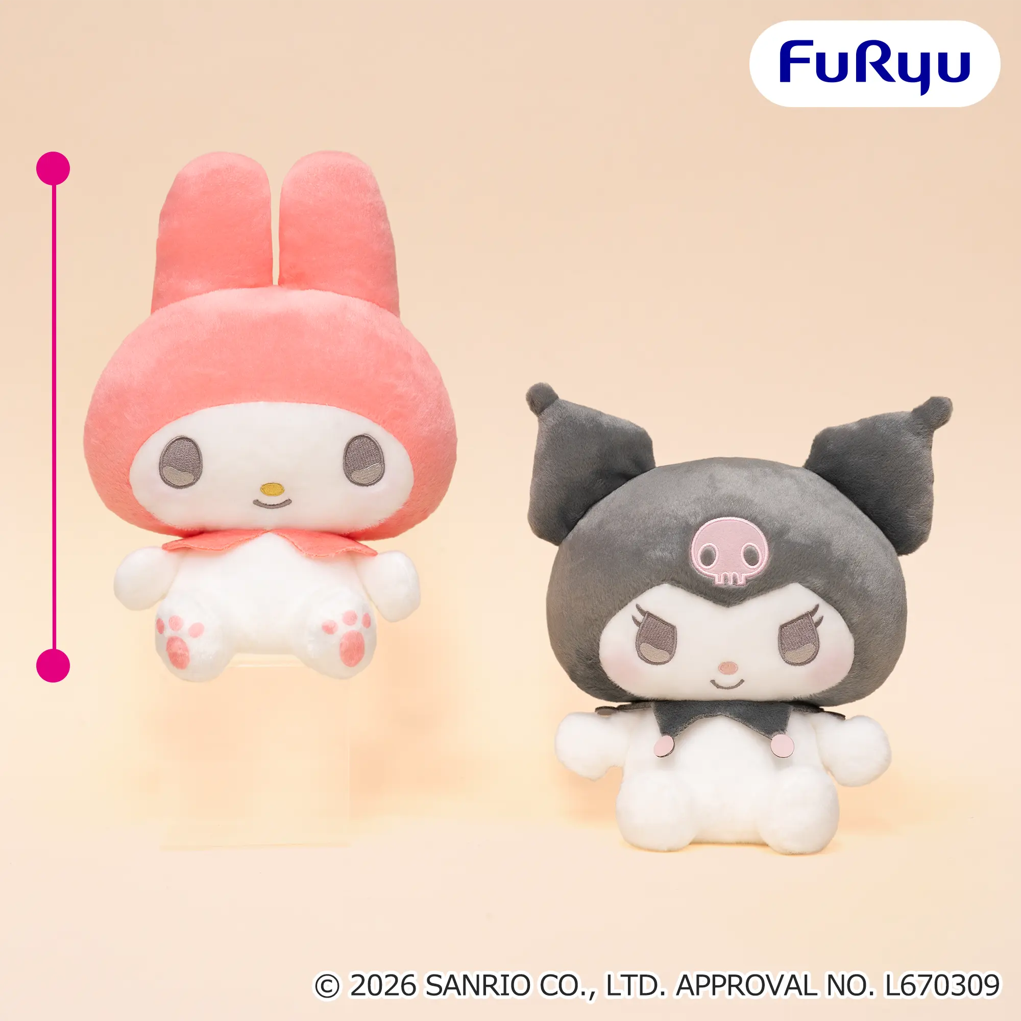 マイメロディ・クロミ きゅるりんBIGぬいぐるみ～赤ずきん＆黒ずきん～