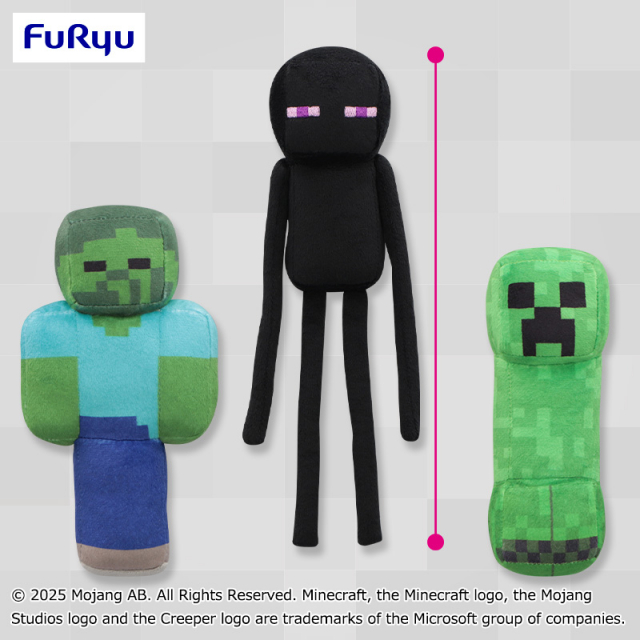 マインクラフト ぬいぐるみ：エンダーマン：ゾンビ：クリーパー