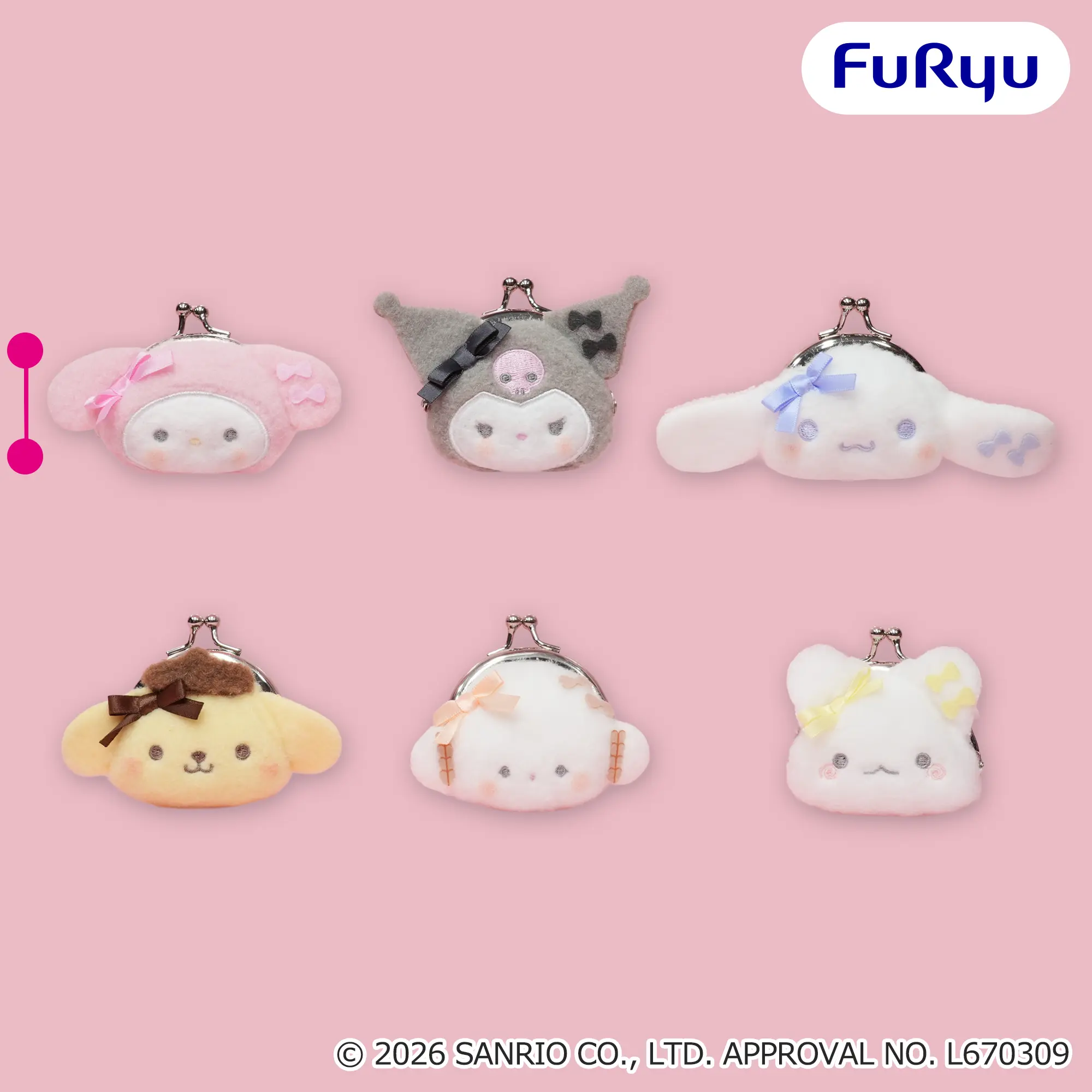 サンリオキャラクターズ ミルキーボア カラフルリボンフェイスがま口ポーチ