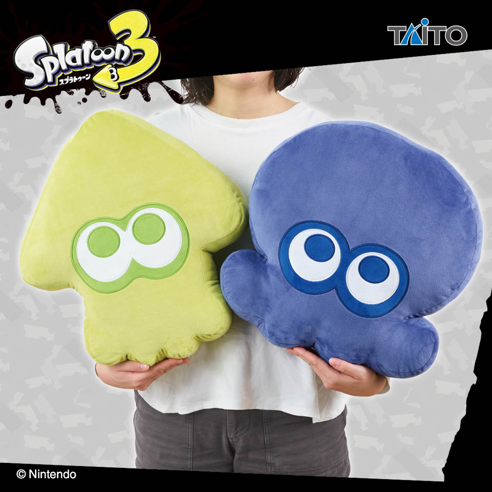 スプラトゥーン３　特大サイズぬいぐるみ　イカ＆タコ