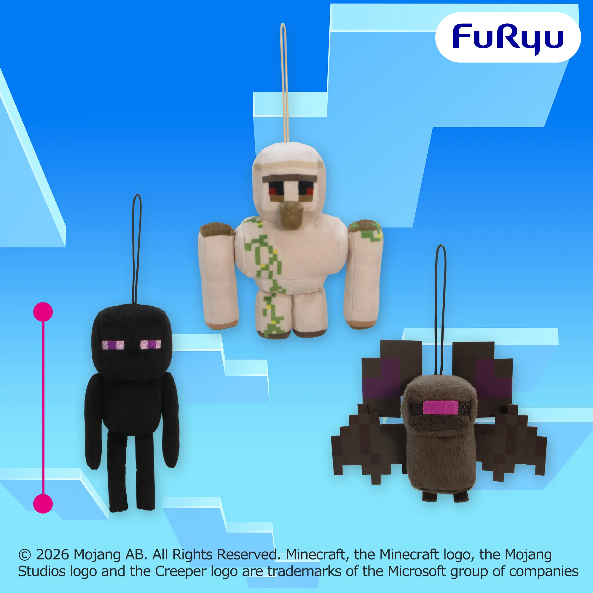 マインクラフト マスコット：エンダーマン：アイアンゴーレム：コウモリ