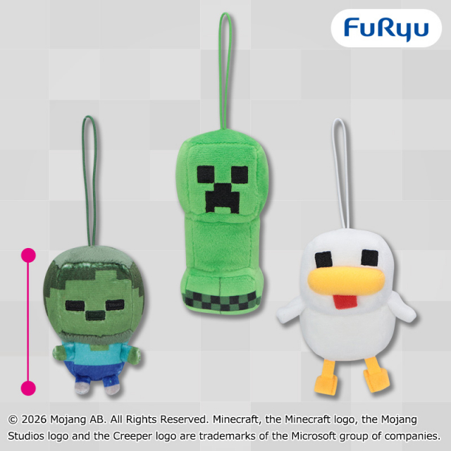 マインクラフト マスコット：ゾンビ：ニワトリ：クリーパー