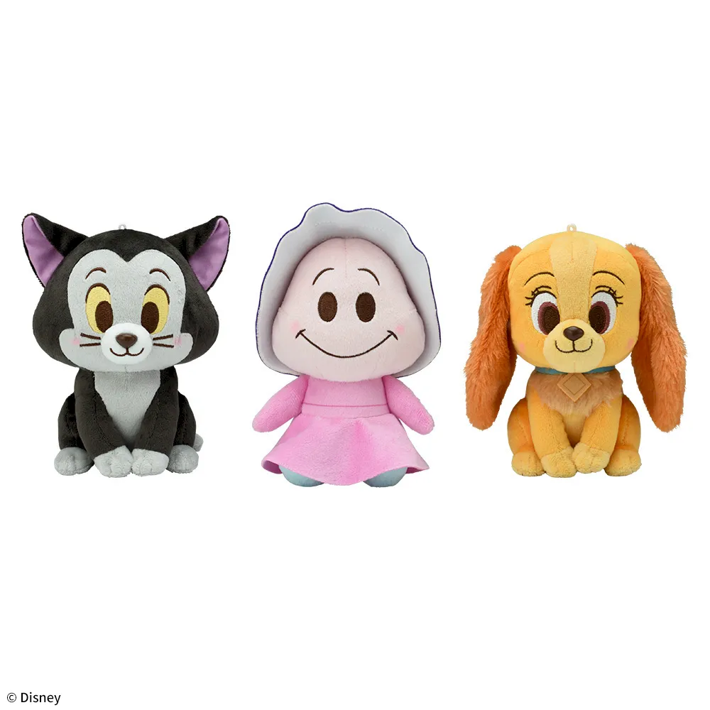 ディズニーキャラクター赤いほっぺぬいぐるみフィガロ&ヤングオイスター&レディ