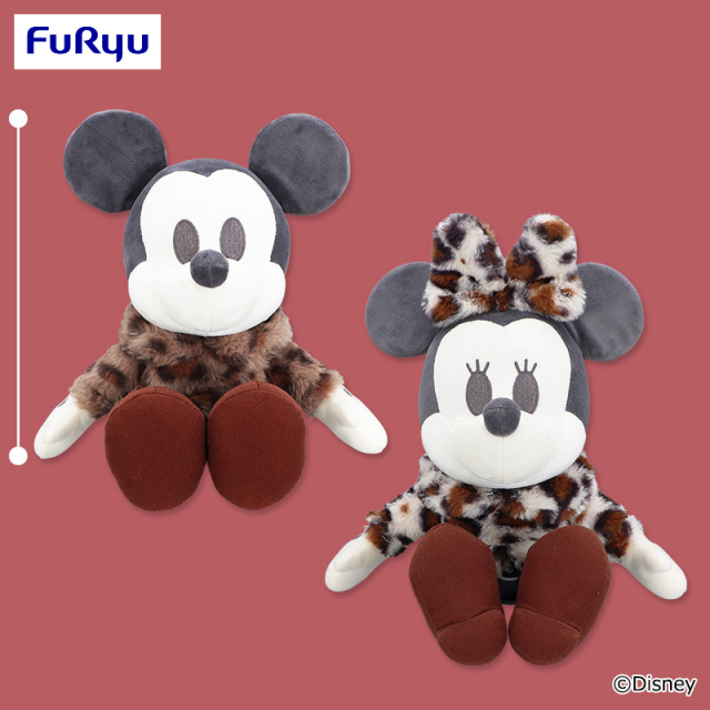 ミッキーマウス＆ミニーマウス デココレ アニマルレオパードBIGぬいぐるみ