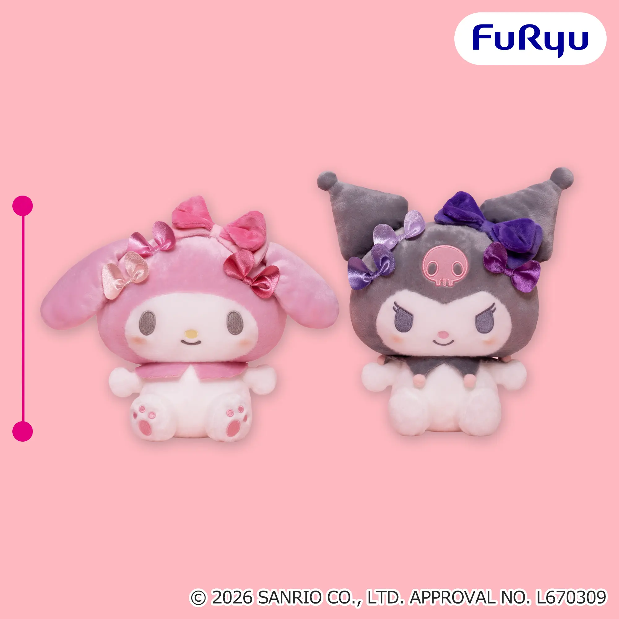 マイメロディ・クロミ リボンがいっぱいBIGぬいぐるみ~ピンク・パープル~