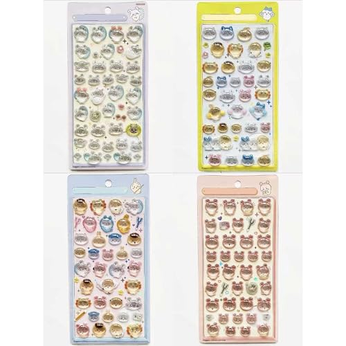 [SENDENG] たいおう うさぎ ハチワレ 4点セット ストレス解消 文房具 重複しない アルバム スマホケース ギフト 人気 漫画 防水 可愛い 写真 シール 防水 コレクション 応援 ステッカーシール 動物 手帳 DIY 誕生日プレゼント ぷくぷく 萌えグッズ (BB26127)