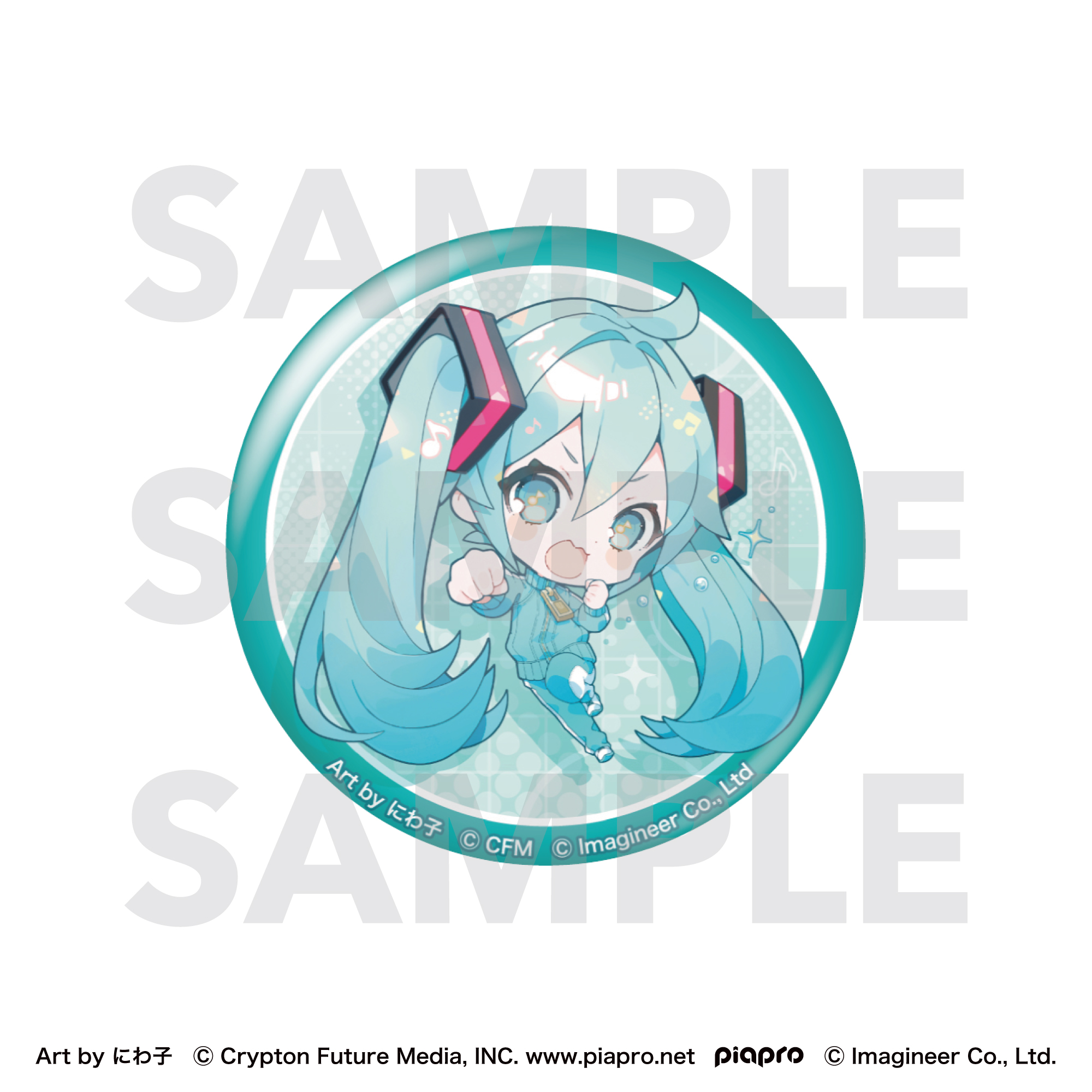 初音ミク_Fit Boxing feat. 初音ミク Art by にわ子 グリッター缶バッジ 初音ミク