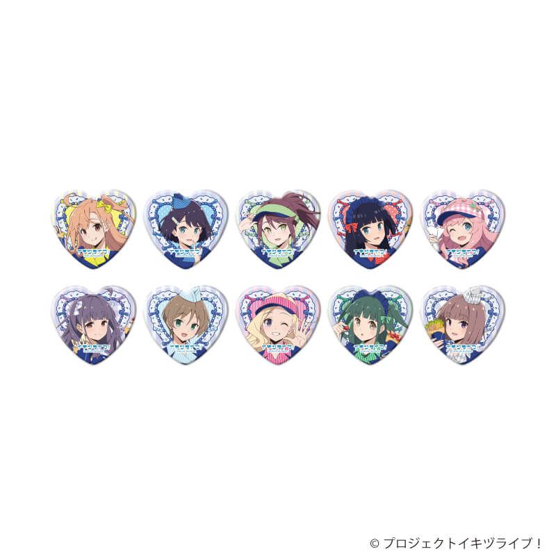 ハート型缶バッジ「イキヅライブ! LOVELIVE! BLUEBIRD」01/クレープver. トレーディング(10種)(描き下ろしイラスト)