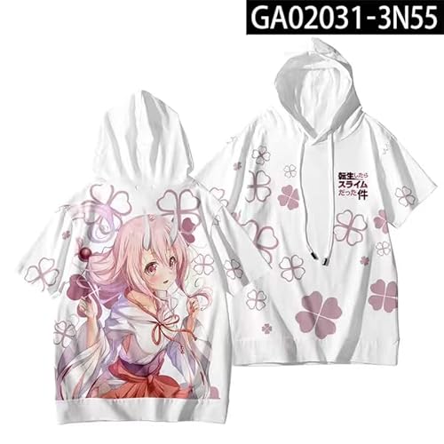 転生したらスライムだった件 Tシャツ 紅丸 朱菜 半袖 キッズ インナーシャツ ティーシャツ コスプレ衣装 フェイクレイヤード 記念シャツ カジュアル日常服 応援服 かわいい ゆったり 夏祭り 花火大会 誕生日 プレゼント (1,L)