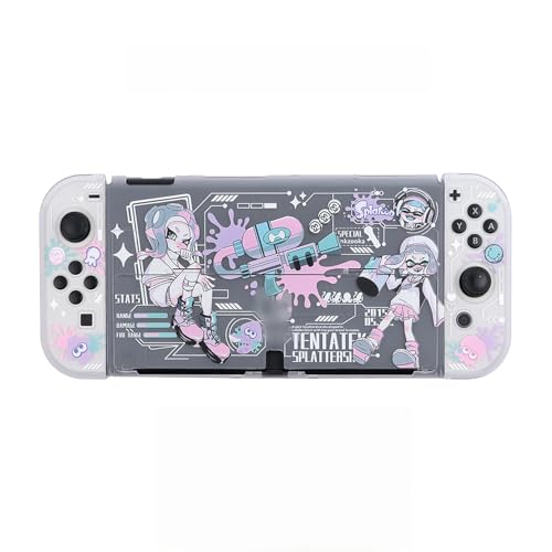 [YAYANA]スプラトゥーン3 Switch 2/oled カバー 分体式設計 着脱簡単 ドック対応 全面保護 マット透明 超耐衝撃 指紋・傷防止 ニンテンドースイッチ OLED クリスマスプレゼント (Switch oled,保護ケース)