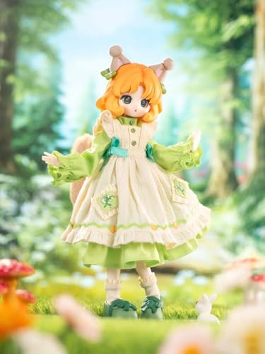 子犬のカラフルなワードローブ BJDブラインドドール シリーズ 高約16cm PVC&ABS素材 1/12 BJDスペシャルボディ 女の子のギフト 関節可動フィギュア 塗装済み プレゼントハンドモデルの装飾品(Green)