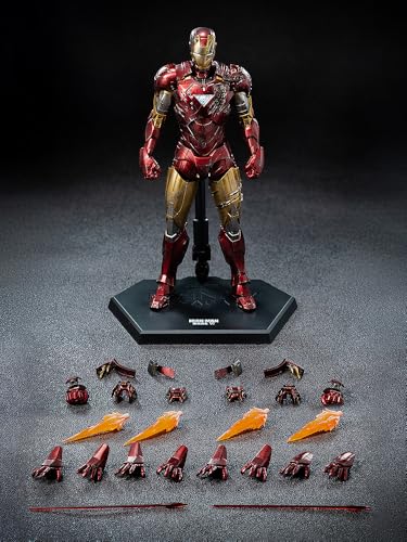 スリーゼロ[threezero] Marvel Studios' The Infinity Saga [マーベル スタジオの『インフィニティ サーガ』]DLX Iron Man Mark 6 [Battle Damaged][DLX アイアンマン マーク6[バトルダメージ]] 1/12スケールABS&PVC&POM&亜鉛合金&その他の金属製塗装済み可動フィギュア