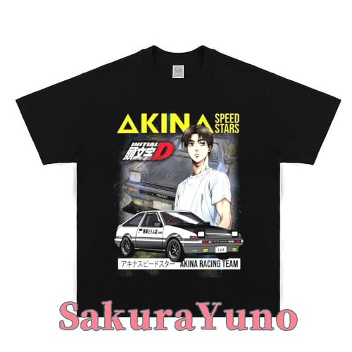 頭文字D Tシャツ 半袖 インナーシャツ T-Shirt イニシャルd Dae86 藤原拓海 コスプレ衣装 かっこいいシャツ BLACK WHITE 夏服 プリント 綿製 トップス ファッション カジュアル 男女兼用 (ブラック番号6,3XL) [並行輸入品]