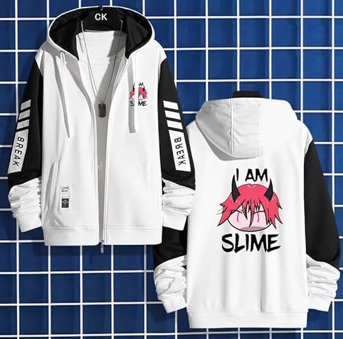 [COLE] 転生したらスライムだった件 パーカー 長袖 転スラ スライム リムル 魔王 紫苑 朱菜 蒼影 ファスナー フード付き服 運動パーカー 日常服 Hoodieメンズ 誕生日 プレゼント パーカ ディーバ コスチューム (2,3XL 薄手)