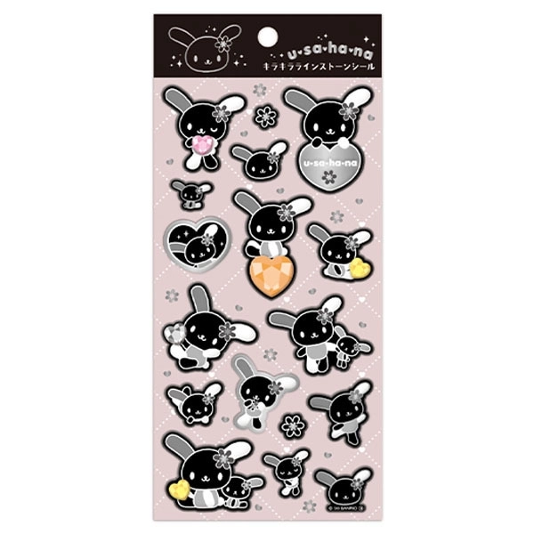 【在庫】サンリオ キラキララインストーンシール モノクロシリーズ ウサハナ ケイカンパニー