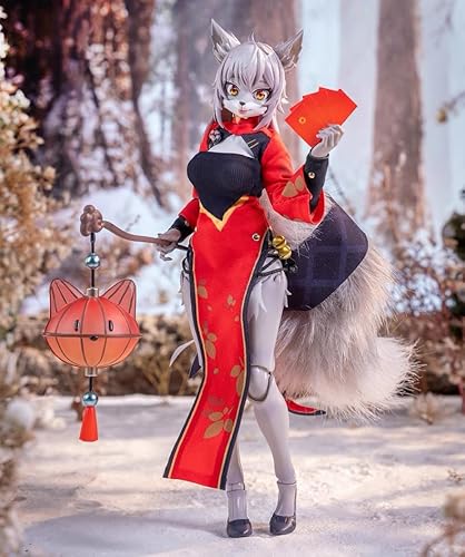 1/12スケール魔法大陸シリーズ 狐の娘 リヤ プラモデルキット 色分け済みプラモデル 可動眼球 アクションモデルフィギュア 全高約20cm LADoTOYS組立キット 布製チャイナドレス 置物 おもちゃ プレゼント ERA-DE4