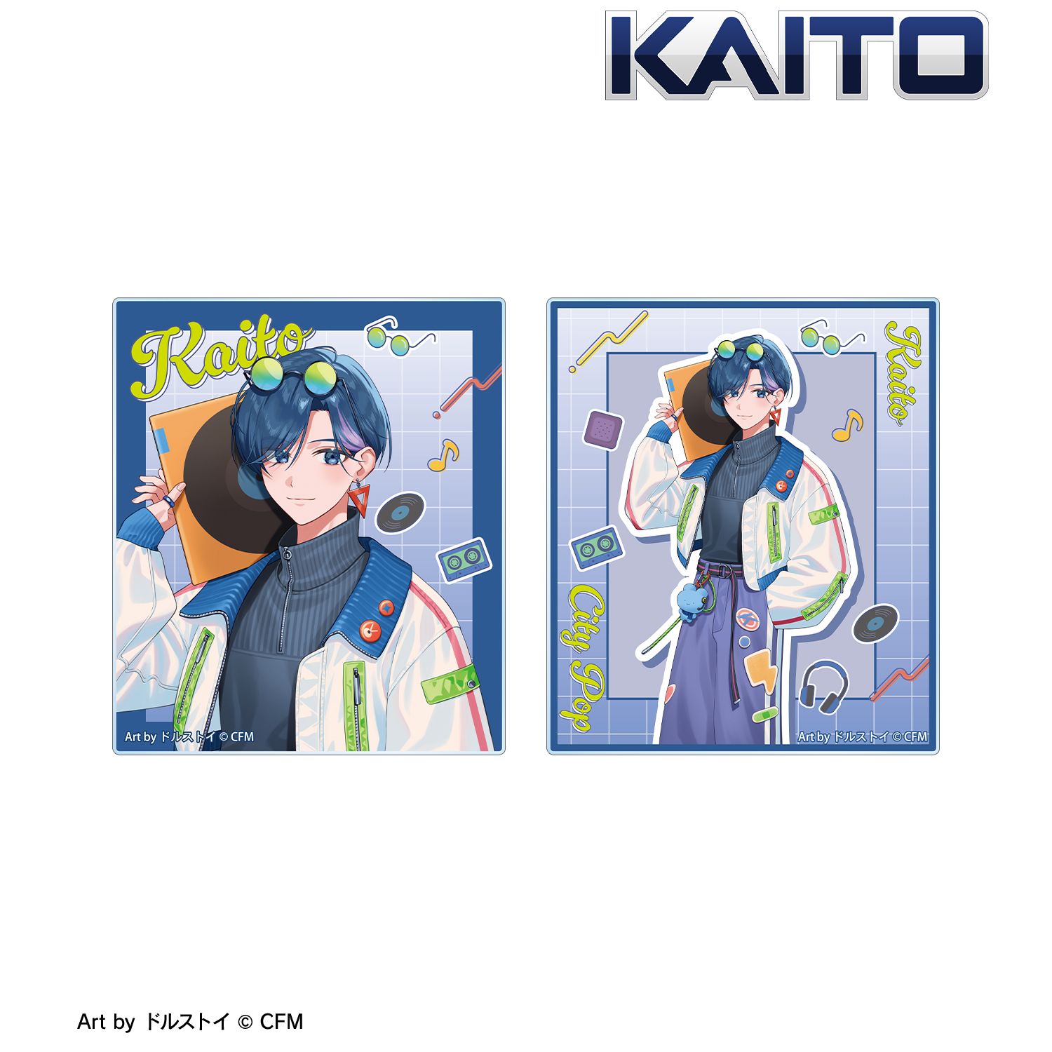 初音ミク_描き下ろし KAITO シティポップver. Art by ドルストイ アクリルカード2枚セット