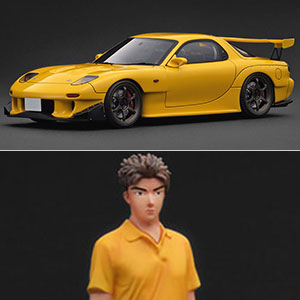 1/18 INITIAL D Mazda RX-7 (FD3S) Yellow With Mr. Keisuke Takahashi