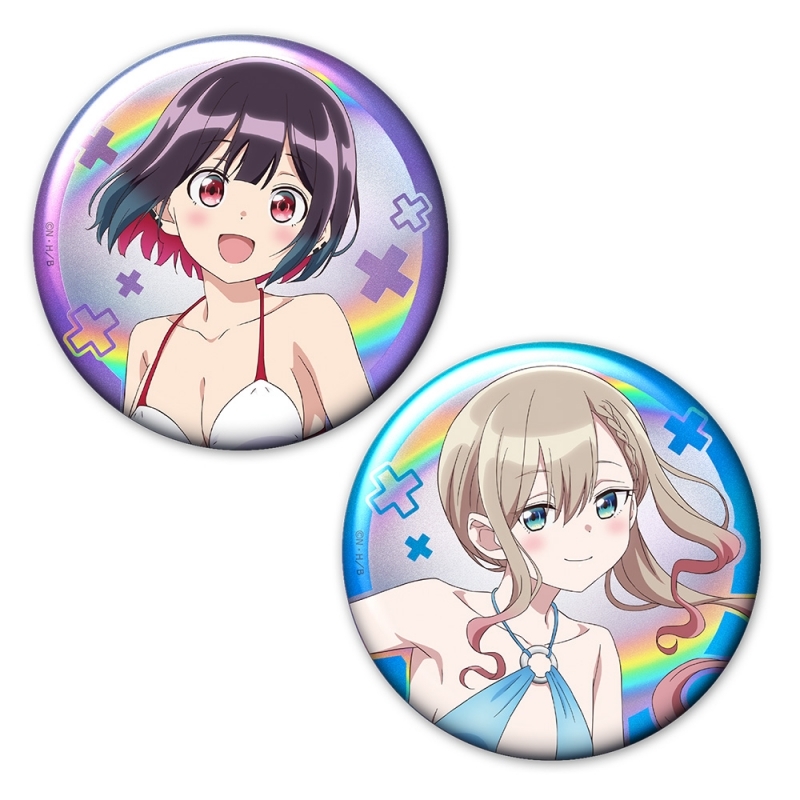 ばっどがーる ホログラム缶バッジ2個セット 優&涼 水着ver.（描き下ろし)