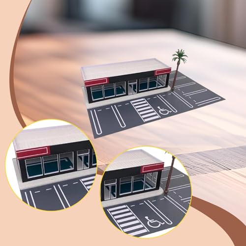 DuskHaven 1:64スケールの駐車場ジオラマ – リアルな駐車場 – ミニチュアモデル – 車両コレクションのディスプレイ, Parking Lot w Tree