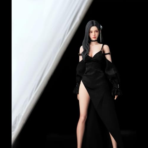 1/6スケール刀姫 可動眼球 塗装済完成品 フィギュア 布製衣装セット ガールアクションモデルフィギュアプレゼント高30cm 人形モデル 置物おもちゃ プレゼント AS-H001 2種ヘッド 合金武器 (ブラック) [並行輸入品]