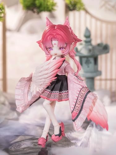 雲羽閣 BJDブラインドドール シリーズ 高約21cm PVC&ABS素材 1/8 BJDスペシャルボディ 女の子のギフト 関節可動フィギュア 塗装済み プレゼントハンドモデルの装飾品(Pink)