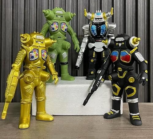 キングジョー 怪獣 シリーズ 宇宙 ロボット 4個セット 12cm 子供向け ソフトゴム 人形 人気 特撮 映画 一番 かっこいい 機械 モンスター セブン 強力なライバル 弾力性 素材 モデル 壊れにくい 腕と腰が 360°回転 可動フィギュア 子供 ヒーローごっこ おもちゃ 特撮 プレゼント