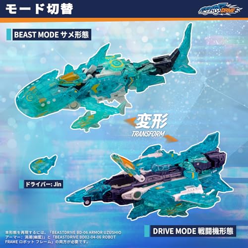 52TOYS BEASTBOX(ビーストボックス) BEASTDRIVE BD-06 ARMOR UZUSHIO(Mythical Azure) 「アーマー：渦潮(幽藍)」 透明ブルーバージョン 変形フィギュア トランスフォーム アクションフィギュア 塗装済み 動物 戦闘機 ロボット ギフトに最適 アーマーのみ ブルー