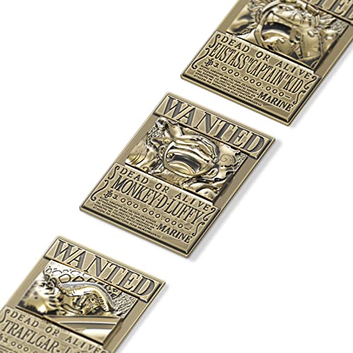 SxE ワンピース 金属製 手配書 3点セット ニカルフィ トラファルガー・ロー ユースタス・キッド 三船長 金属カード コレクション