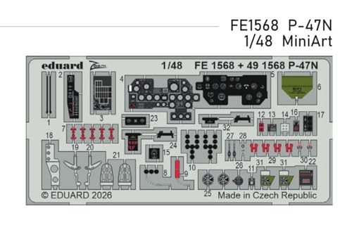 エデュアルド 1/48 ズーム P-47N エッチングパーツ (ミニアート用) プラモデル用パーツ EDUFE1568 (飛行機)