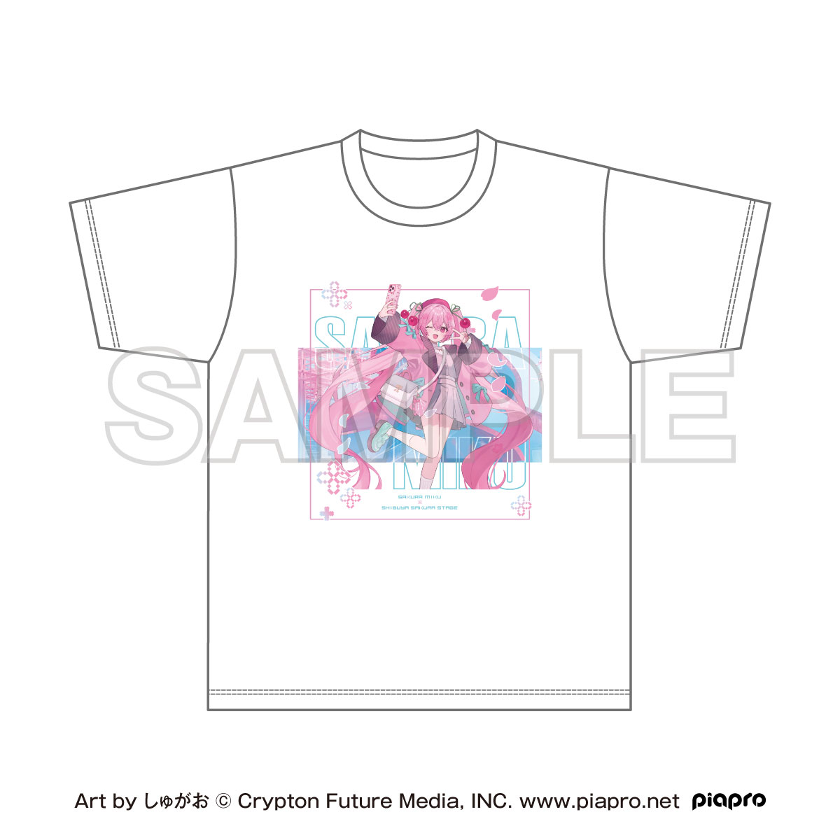桜ミク×Shibuya Sakura Stage_フルカラーTシャツ Art by しゅがお