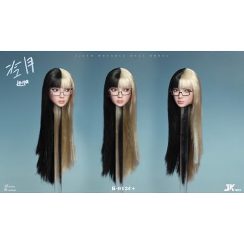 HiPlay JKTOYS 1/6 アジア美女ヘッド 冷月 可動眼 ヘッド+眼鏡 K-013C+ ドール用 頭 塗装済み