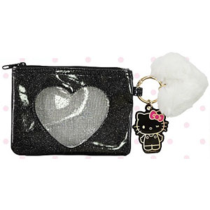 ハローキティ ハート窓付きポーチ(ギャルキティ) ブラック