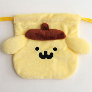 ポムポムプリン×お文具といっしょ もふもふフェイス巾着 (1)ポムポムプリン