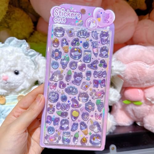 Winnges 2枚セット3dシール 立体シール 可愛い セットセット ごほうび キラキラ 韓国 子供DIY用 日記帳用 貼り付け可能 手芸用品 スマホケース 手帳 diy 贈り物 (ZP8)