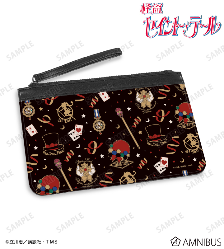 モチーフ柄 PUレザーフラットポーチ