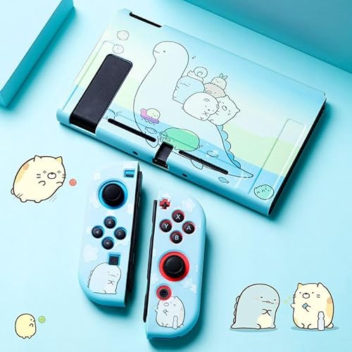 Switch カバー すみっコぐらし とかげ えびふらいのしっぽ NS/OLED対応 かわいい 漫画 萌えグッズ 薄型 分体式 全面保護 衝撃吸収 汚れ防止 デコレーション 記念品 収納ケース 友人 誕生日 クリスマス 祝日 ギフト (NS,とかげ)