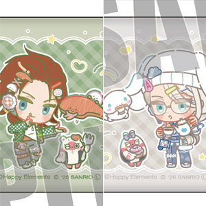 エリオスライジングヒーローズ×サンリオキャラクターズ スクエア缶バッジセット 2.ノースセクター なかよしポップコーデver.