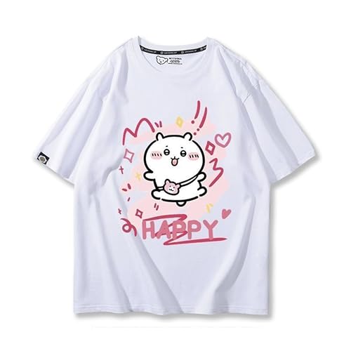 [SENDENG] ちいかわ 半袖 丸首 ハチワレ うさぎ 上着 印象Tシャツ 可愛いグッズ 記念シャツ 衣装 子供 日常服 夏服 男女兼用 プレゼント 半袖 快適 通気性 軽い 非公式 (2XL,ちいかわ)