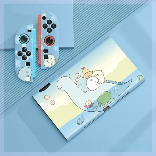 Switch カバー すみっコぐらし とかげ えびふらいのしっぽ NS/OLED対応 かわいい 漫画 萌えグッズ 薄型 分体式 全面保護 衝撃吸収 汚れ防止 デコレーション 記念品 収納ケース 友人 誕生日 クリスマス 祝日 ギフト (NS2,とかげ)