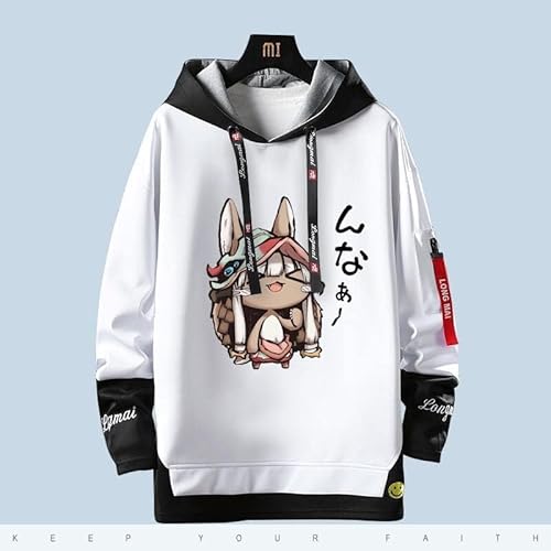 メイドインアビス パーカー 長袖 リコ レグ ナナチ ミーティ 烈日の黄金郷 メンズ 日常服 コスプレ衣装 運動パーカー 春夏 ゆったり フード付き おしゃれ 大きいサイズ シンプル 薄手/厚手 プルオーバー トップス シンプル 漫画服 通気性 柔らかい グッズ 部屋着 学園祭 誕生日 プレゼント ギフト 男女兼用 (3XL厚手,A)