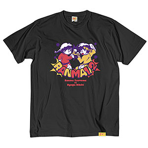 TVアニメ「らんま1/2」第2弾 ポップイラストTシャツ 4(早乙女乱馬 ＆ 響良牙) ブラック XXL