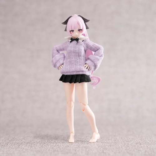 HAMRETHYPPZ 可愛いセット、男性女性の服装1/12、 カジュアルセット、 サイズ 1/12スケール スケールフに服を着せる かわいいリボンスーツ、学生服、JKスカート、ミニスカート (ヘッド、素体は含まりません) (紫（むらさき）)