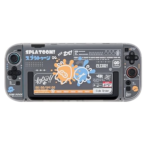 [YAYANA]スプラトゥーン for Switch 2収納ケース ゲーム機保護カバー ドーディング収納バッグ防塵ベース 大容量 スイッチ収納バック 保護カバー 防塵防汚防水 耐衝撃 旅行用 (透明保護ケース)