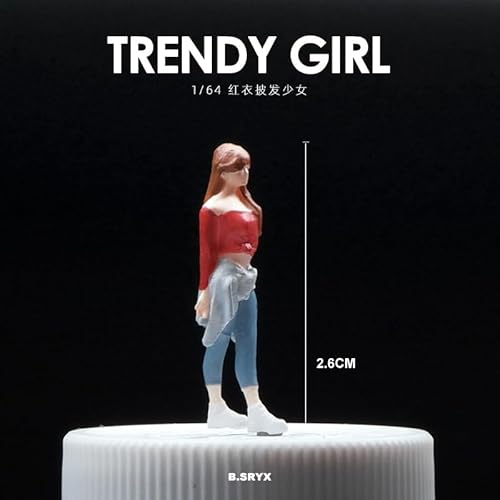 【今はな野堂】1/64スケール シティガール ミニチュアフィギュア ジオラマ用 コレクション 少女モデル トミカサイズ対応 ディスプレイケース付き (④trendy girl)